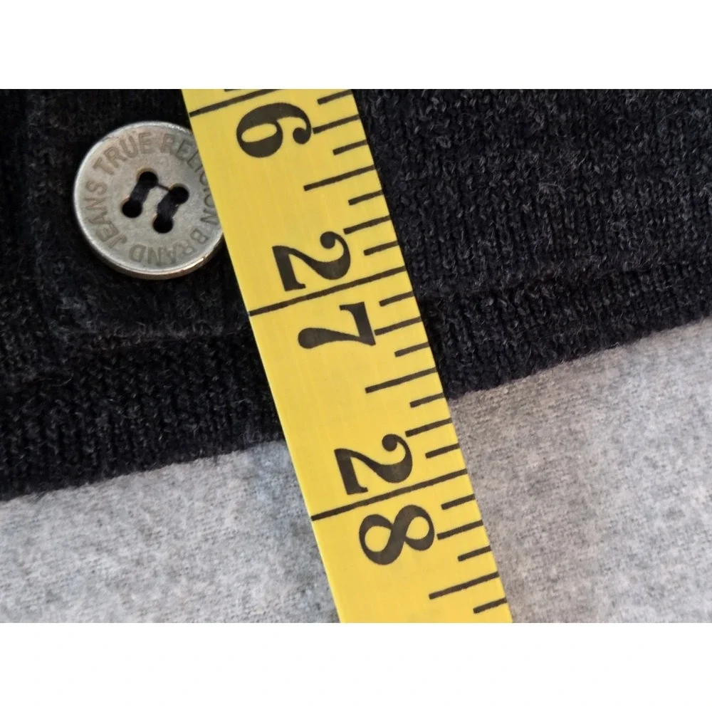 True‎ Religion Cardigan Wool Sweater Men's XL Button Up Preppy Charcoal Academia